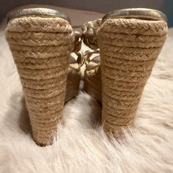 SCHUTZ Metallic Gold Braided Platform Heels - Picture 3 of 4